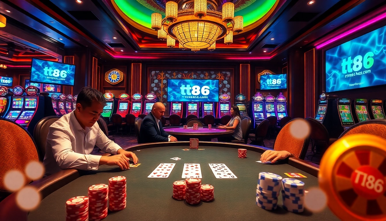 Exciting poker game at tt88.mex.com casino showcasing vibrant chips and cards.