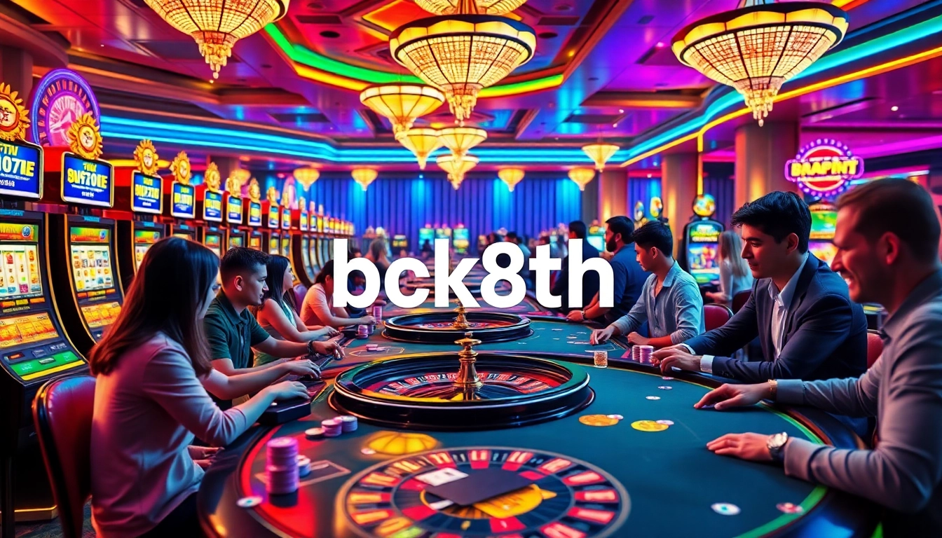 Players enjoying thrilling moments at bk8th with stunning virtual casino tables and colorful slot machines.